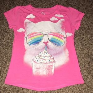 🎉HP🎉 Garanimals Pink Top Short Sleeve White Cat Rainbow Sunglasses